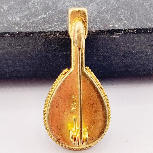 Vintage Italian micromosaic mandolin brooch ~ c. 1930s 1940s mosaic souvenir pin - Picture 8 of 8